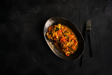 Chakhokhbili dish on stone background