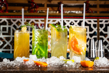 summer lemonades in the glasses