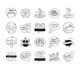 happy youth day bundle of letterings