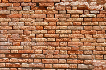 Old  brickwork and texture of an old brick wall in Venice.