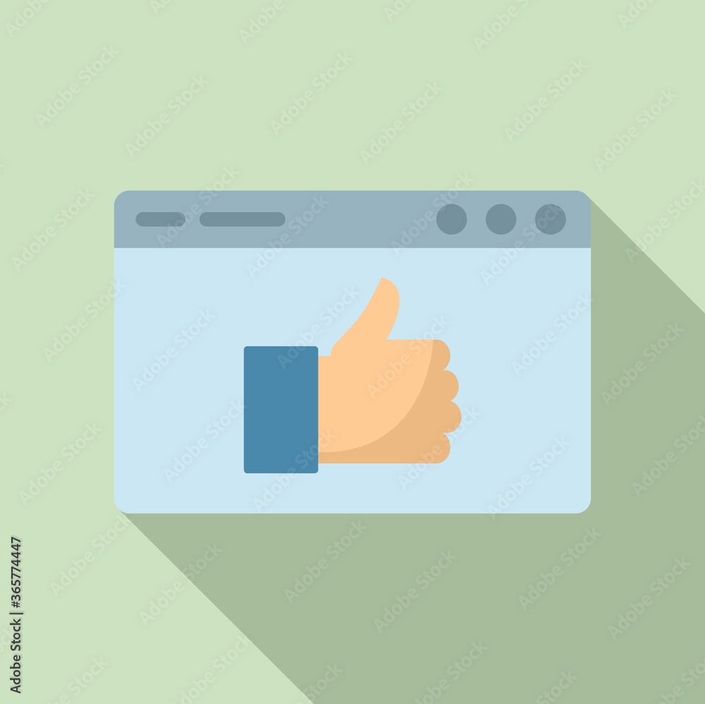 Poster thumb up web page icon. flat illustration of thumb up web page vector icon for web design