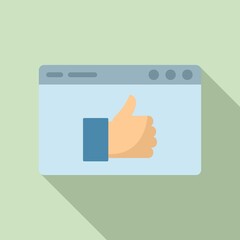 Thumb up web page icon. Flat illustration of thumb up web page vector icon for web design