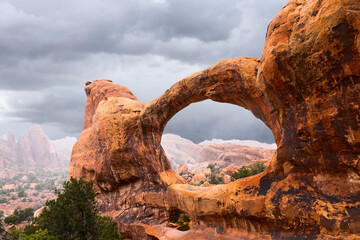 Natural stone arch in Arches National Park.