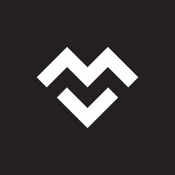 letter mv simple geometric line logo vector