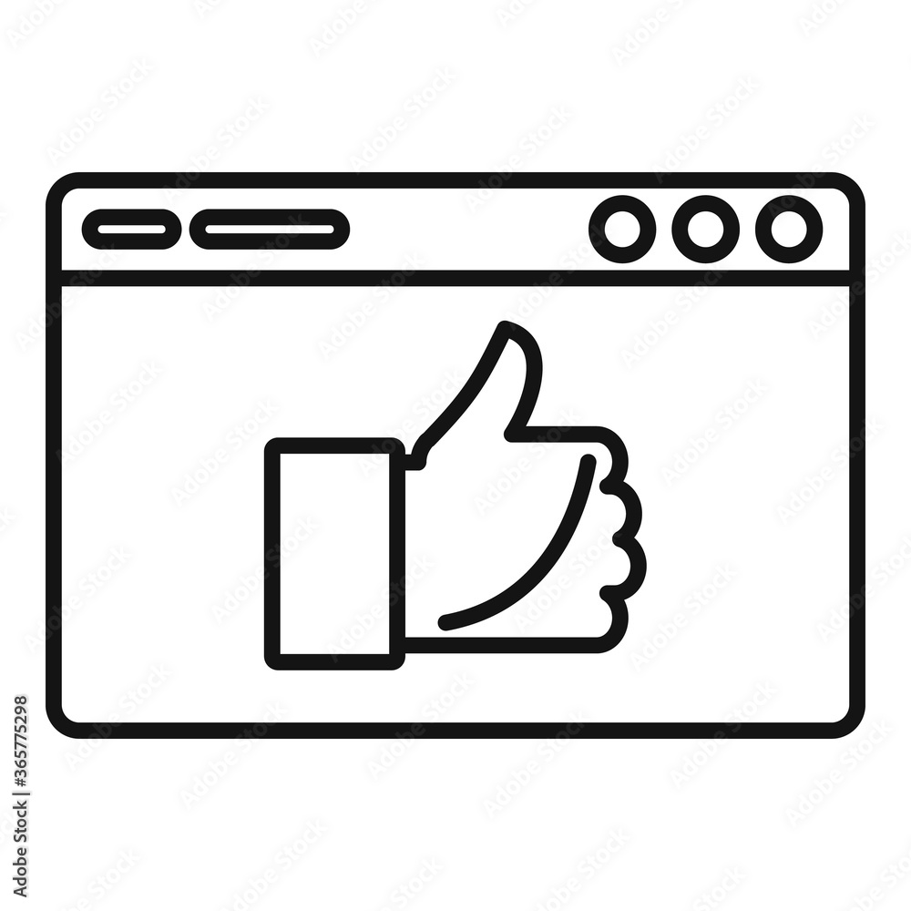 Poster thumb up web page icon. outline thumb up web page vector icon for web design isolated on white backg