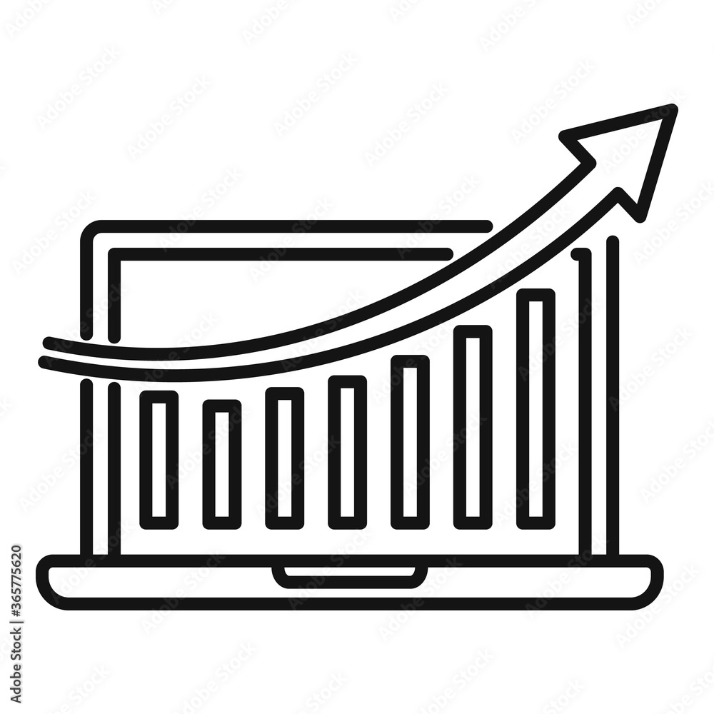 Poster laptop marketing graph chart icon. outline laptop marketing graph chart vector icon for web design i