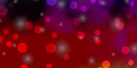 Light Red, Yellow vector layout with circles, stars. Colorful disks, stars on simple gradient background. Design for your commercials.