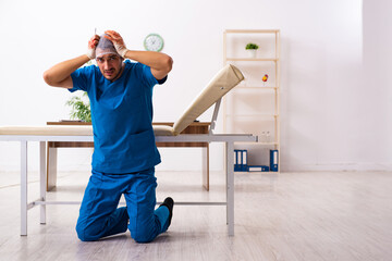 Young male doctor surgeon in fatal negligence concept