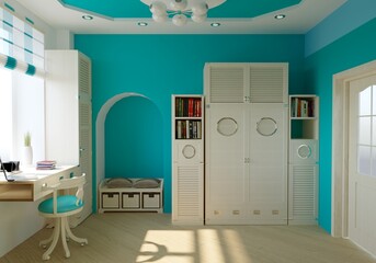 child's room, interior visualization, 3D illustration