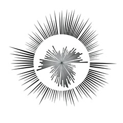 Radial speed Lines in Circle Form for comic books . fireworks Explosion background . Vector Illustration . Starburst
 round Logo . Circular Design element . Abstract Geometric star rays . Sunburst .