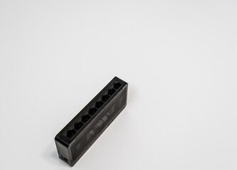 Side view of black wireless router