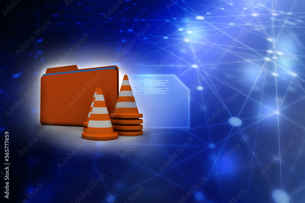 Poster 3d rendering folder with documents