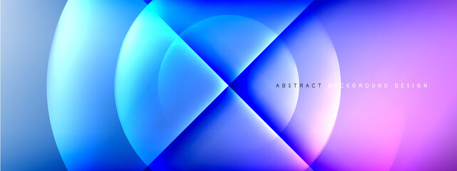 Vector abstract background - circle and cross on fluid gradient with shadows and light effects. Techno or business shiny design templates for text