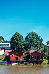 Beautiful city landscape at summer day in Porvoo, Finland