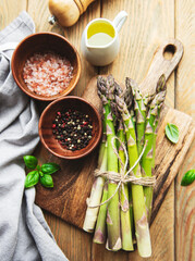 Bunches of green asparagus