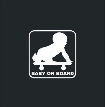 Baby On Board Funny Skateboarding new design vector illustrator