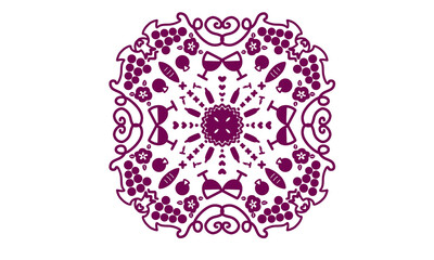 Vector illustration of lace with a motif of grapes and win