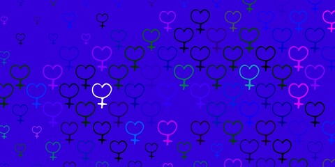 Light Multicolor vector pattern with feminism elements.