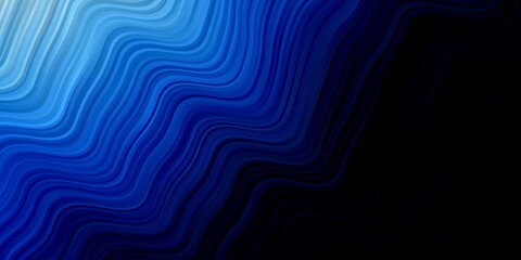 Dark BLUE vector background with curved lines. Colorful illustration in circular style with lines. Pattern for business booklets, leaflets