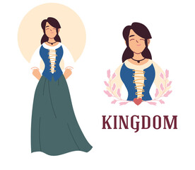 Medieval woman with dress vector design