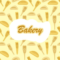 The background of baking. The pattern of bread and ears . Template design for packaging bakery products