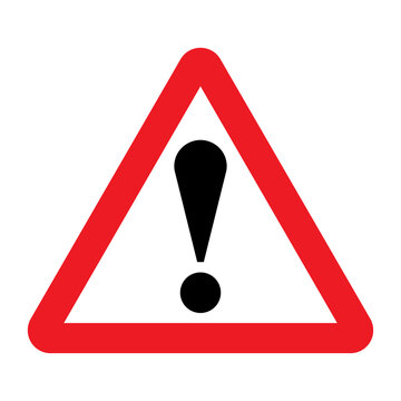 Other danger traffic sign. Illustration of red triangle warning road sign with exclamation mark inside. Caution icon vector design template isolated on white background. Attention. Danger zone.