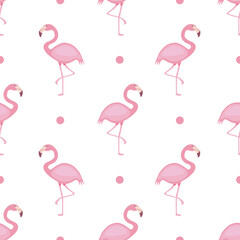 Cartoon flamingo seamless pattern vector on isolated white background.