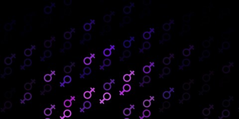 Dark Purple vector backdrop with woman's power symbols.