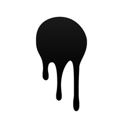 Drip paint. Ink stain. Drop melt liquid isolated on white background. Splash of chocolate, oil, blood. Black graffiti. Splatter syrup, candy sauce, caramel. Color easy to edit. Vector illustration