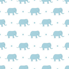 Cute elephant seamless pattern vector on isolated white background.