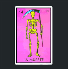 La Muerte Death Loteria Mexican Lottery Bingo Funny Design Premium new design vector illustrator - obrazy, fototapety, plakaty
