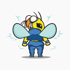 lady bee kungfu mascot ilustration vector