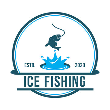 ice fishing, fishing company logo, vector art