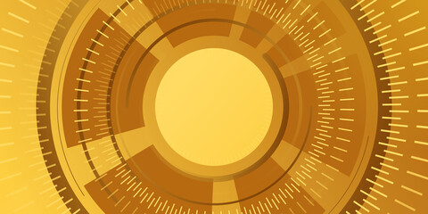 Vector art brown yellow orange black illustration with circle tunnel disk digital clock technology bar. Dynamic effect. Cover design template. Can be used for advertising, marketing, presentation.