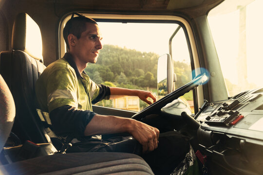 Young truck driver at work