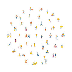 People crowd flat vector set. Background people isolated on white background