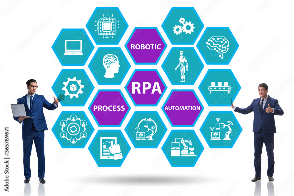 Aufkleber concept of rpa - robotic process automation