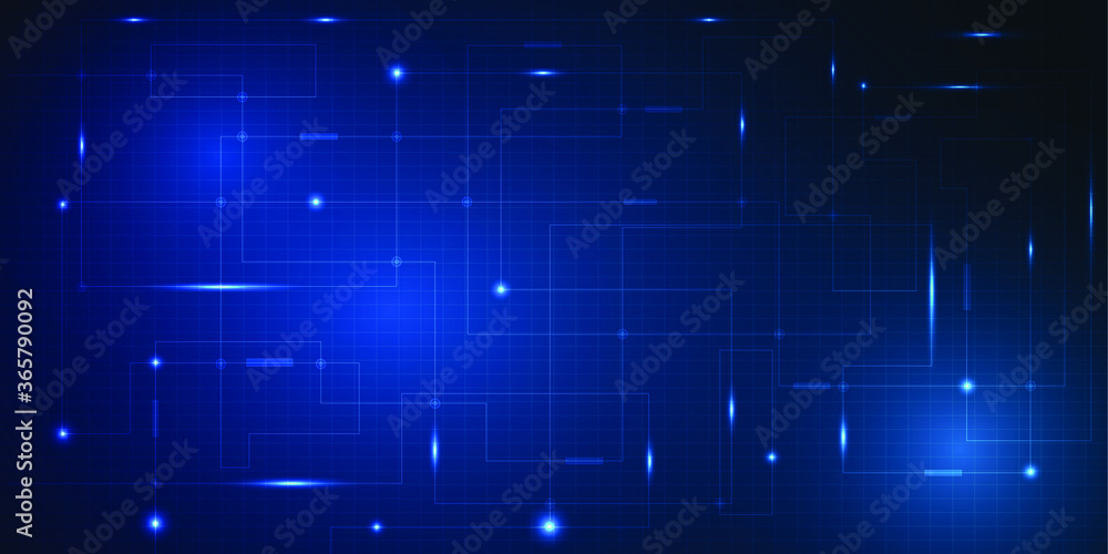 Poster abstract blue digital tech circuit grid line design on futuristic concept for background and wallpap