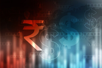 Rupee currency . 2D rendering illustration