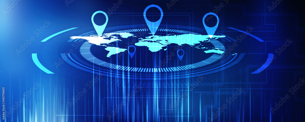 Poster 2d rendering red map pointer