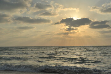 sea sunset wave sky water