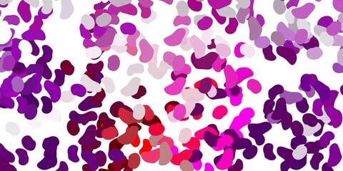 Light purple, pink vector texture with memphis shapes.