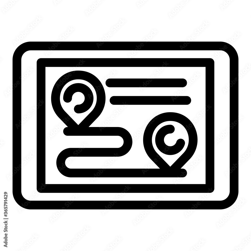 Poster Tablet running route icon. Outline tablet running route vector icon for web design isolated on white background