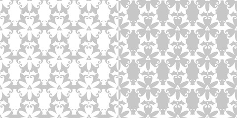 Compilation of floral patterns. Set of seamless monochrome backgrounds
