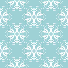 White floral seamless pattern on blue background