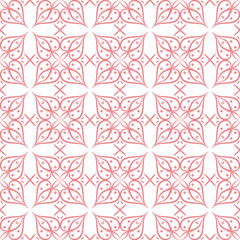 Pink floral seamless pattern on white background