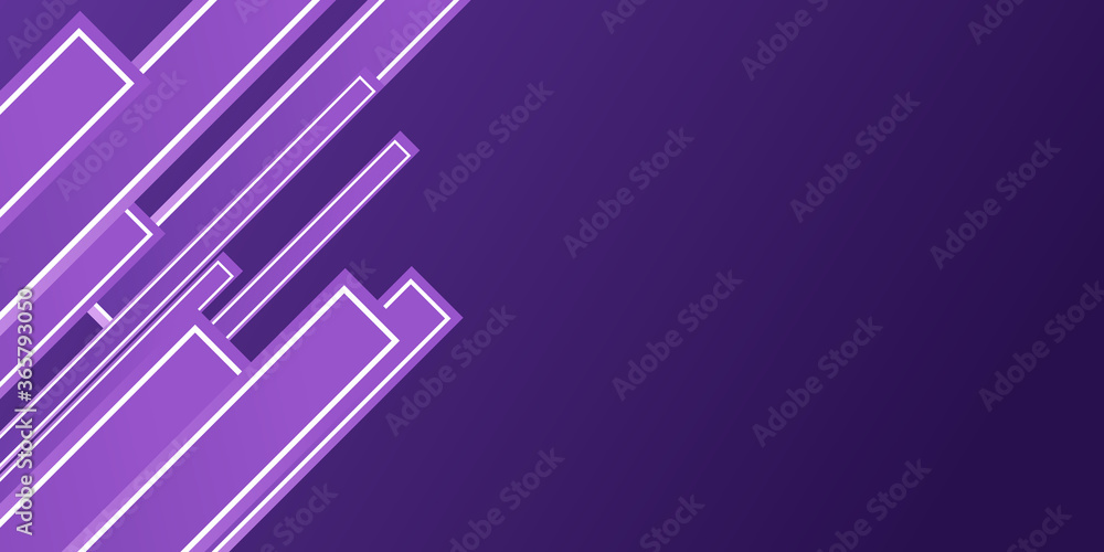 Aufkleber modern 3d white purple abstract background with lines and square shape gradation color. vector illus
