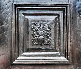 Wooden vintage decorative element frequently used on entrance door.