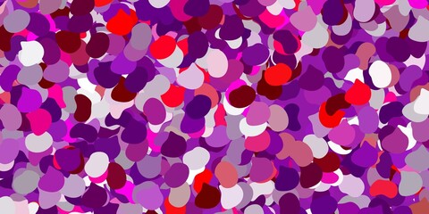 Light purple, pink vector texture with memphis shapes.