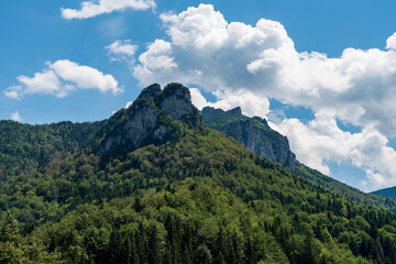 Fototapeta na wymiar Poludnove skaly rocks and Velky Rozsutec hill in Mala Fatra mountains in Slovakia